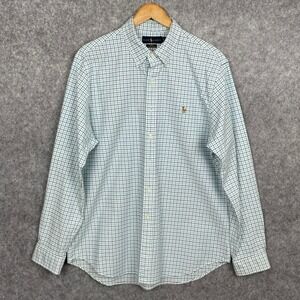Ralph Lauren Tattersall Plaid Oxford Shirt Men XL Slim Preppy Business Casual